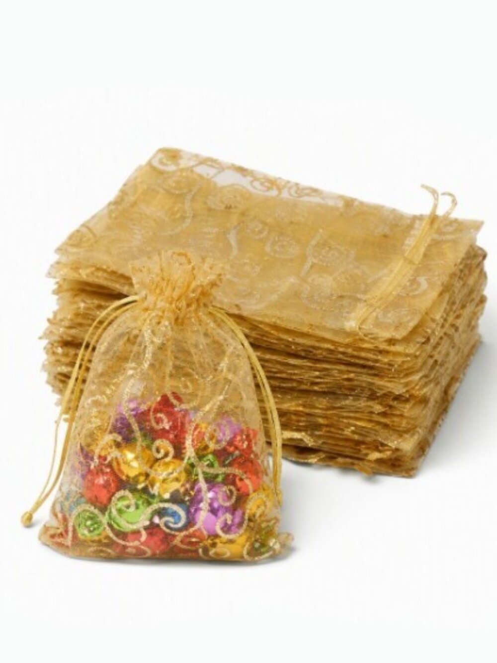 20 Pk 4”x6” Gold Swirly Organza Bags - NWT